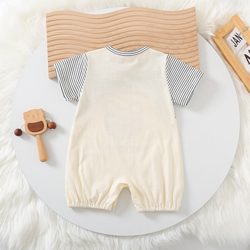 Baby Romper – Cartoon Bear Print Short Sleeve Cotton Bodysuit