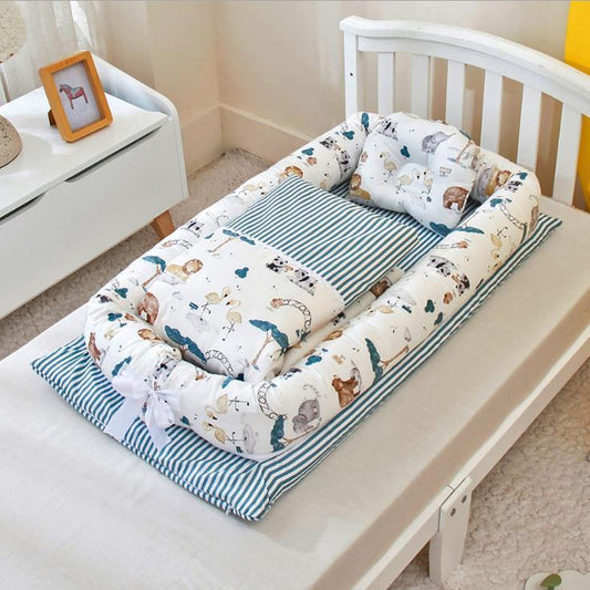 Foldable Portable Baby Bed – Anti-Pressure Infant Travel Crib with Mattress