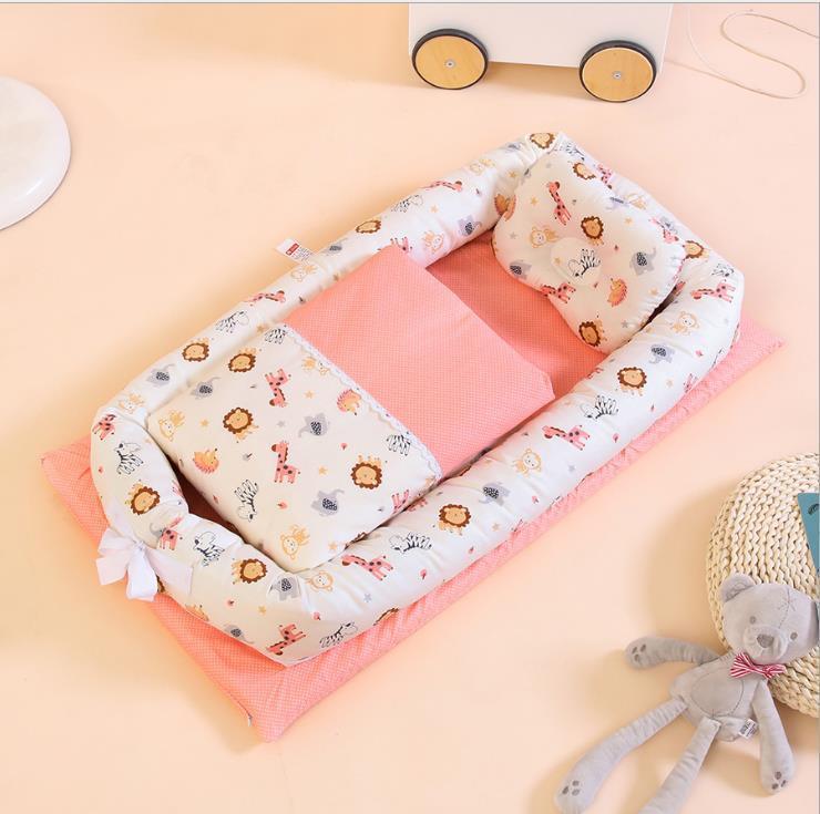 Foldable Portable Baby Bed – Anti-Pressure Infant Travel Crib with Mattress