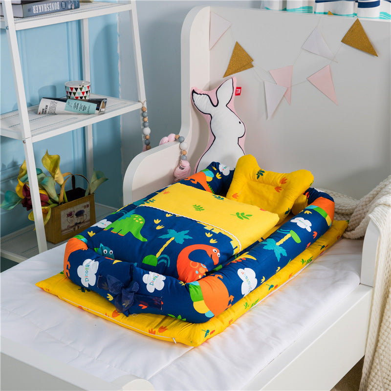 Foldable Portable Baby Bed – Anti-Pressure Infant Travel Crib with Mattress