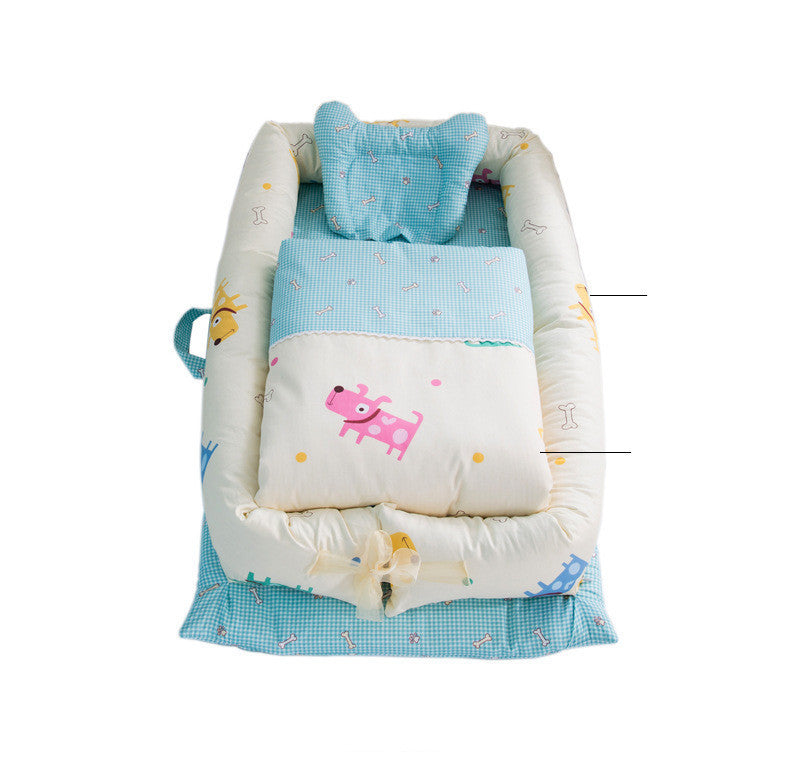 Foldable Portable Baby Bed – Anti-Pressure Infant Travel Crib with Mattress