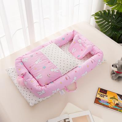Foldable Portable Baby Bed – Anti-Pressure Infant Travel Crib with Mattress