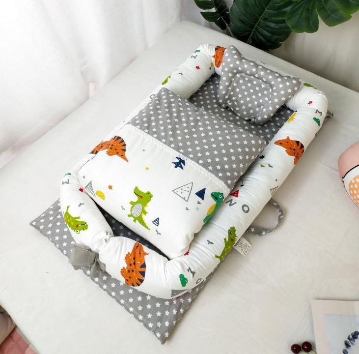 Foldable Portable Baby Bed – Anti-Pressure Infant Travel Crib with Mattress