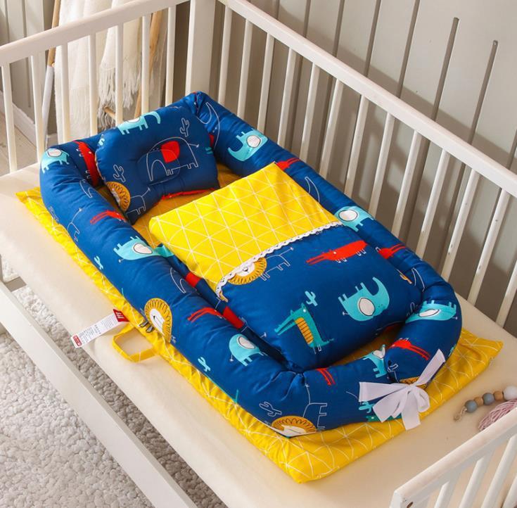 Foldable Portable Baby Bed – Anti-Pressure Infant Travel Crib with Mattress
