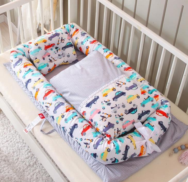 Foldable Portable Baby Bed – Anti-Pressure Infant Travel Crib with Mattress
