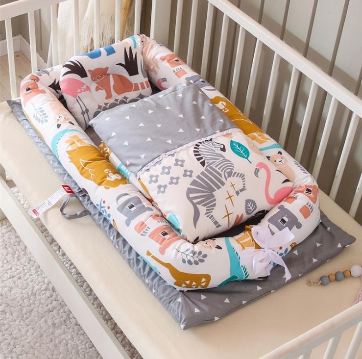 Foldable Portable Baby Bed – Anti-Pressure Infant Travel Crib with Mattress