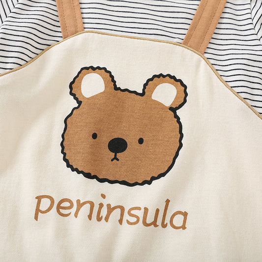 Baby Romper – Cartoon Bear Print Short Sleeve Cotton Bodysuit