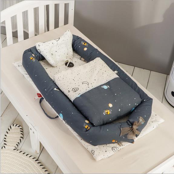 Foldable Portable Baby Bed – Anti-Pressure Infant Travel Crib with Mattress