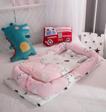 Foldable Portable Baby Bed – Anti-Pressure Infant Travel Crib with Mattress