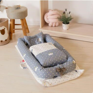 Foldable Portable Baby Bed – Anti-Pressure Infant Travel Crib with Mattress