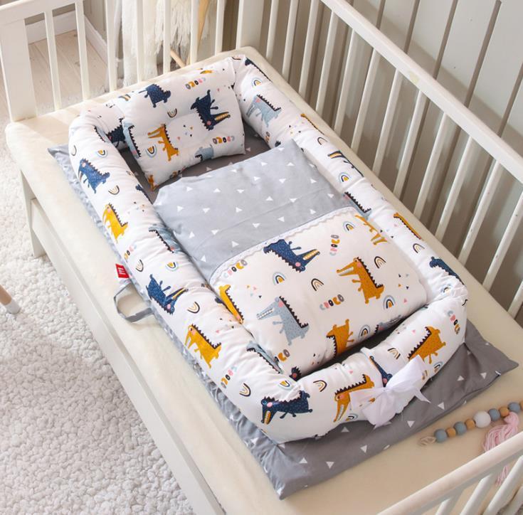 Foldable Portable Baby Bed – Anti-Pressure Infant Travel Crib with Mattress