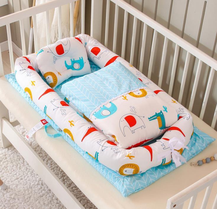 Foldable Portable Baby Bed – Anti-Pressure Infant Travel Crib with Mattress