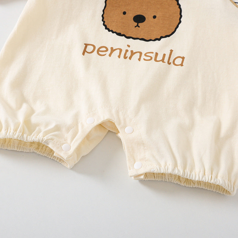 Baby Romper – Cartoon Bear Print Short Sleeve Cotton Bodysuit